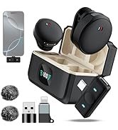 Wireless Lavalier Mini Microphone for iPhone 16 15 with USB C TX 2RX Charging Case Noise Cancella...