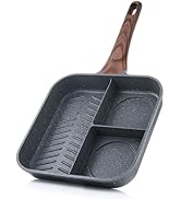 SENSARTE Nonstick Divided Grill Pan for Stove Tops, 3-Section Versatile Breakfast Grilling Pan, D...