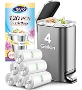 Teivio 4 Gallon 120 Counts Strong Trash Bags Garbage Bags, Bathroom Trash Can Bin Liners, Small P...