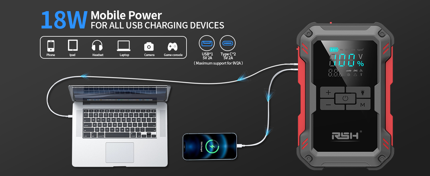 15000MA Jump Starter with Air Compressor