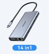 USB C Docking Station Dual Monitor for Dell/HP/Lenovo/Surface Laptop, 14 in 1 Triple Display USB