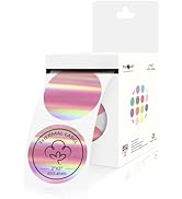 PARLAIM 2 Inch Holographic Pink Thermal Sticker Printable Round Glitter Direct Thermal Label Circ...