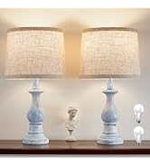 Hikczc Vintage Table Lamp for Living Room Bedroom, 18.5" Farmhouse Bedside Lamps Nightstand Lamp ...