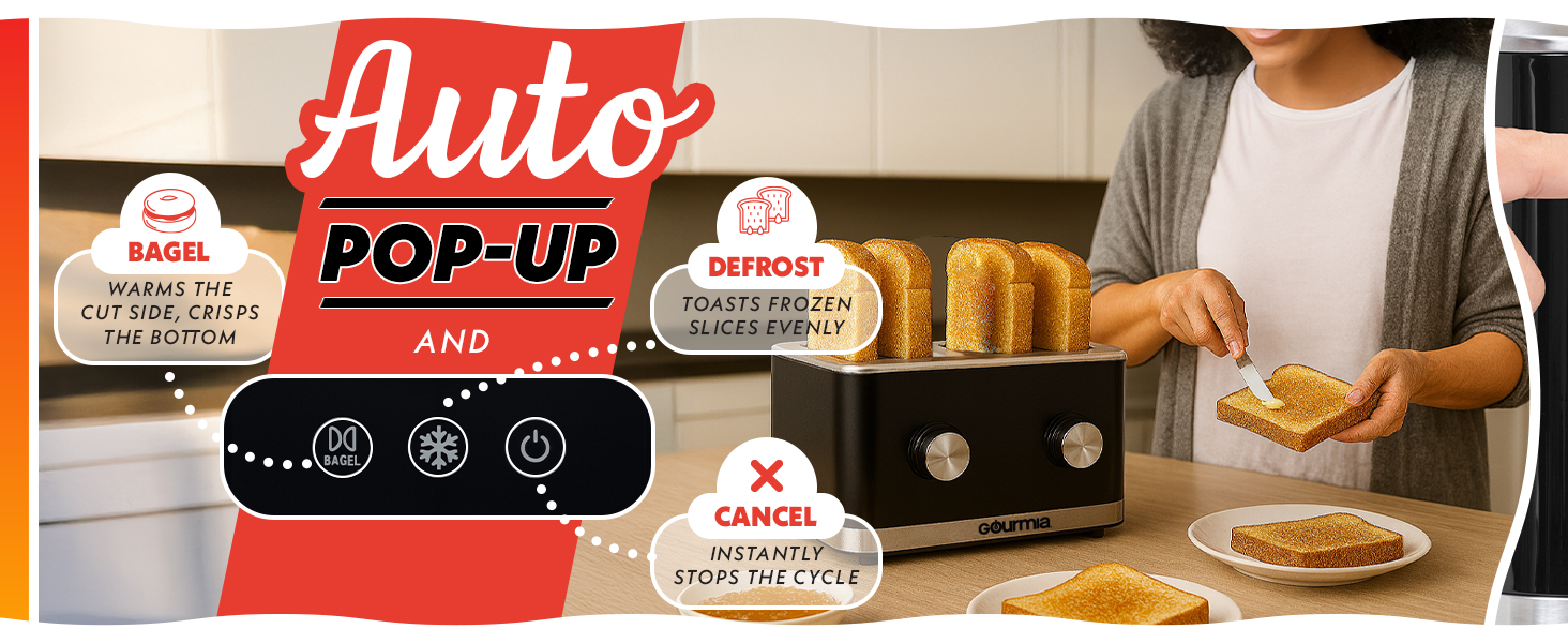 Auto Pop-up Easy Toast Cook Bagels and Specialty Breads