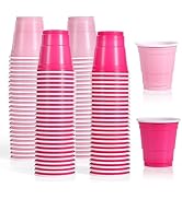 YINCL [100 Pcs] Pink Disposable Plastic Shot Glasses - 2 OZ Mini Plastic Shot Cups Party Cups Bul...