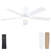 Surtime 52" Ceiling Fans with Lights-Low Profile Ceiling Fan with Light and Remote/APP Control,Fl...