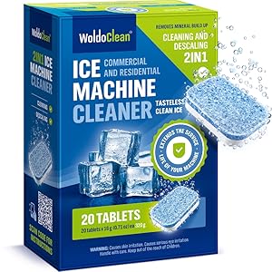WoldoClean ice machine cleaner tablets, 2-in-1 cleaning and descaling tablets for residential