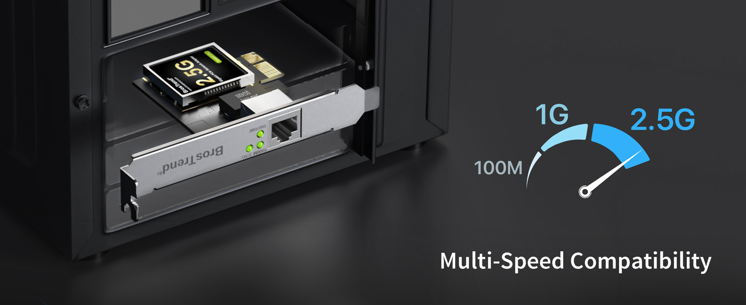 2.5GB PCIe Network Card Supports Multiple Transfer Speeds of 2.5Gbps 1 Gigabit 100Mbps 10Mbps