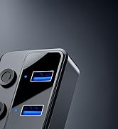 Qeefun 4-Port USB 3.0 Hub, Individual LED Power Switches, 5Gbps Data Transfer USB Splitter with 2...