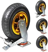 GaeaAuto 8 Inch Heavy Duty Casters Wheels Set of 4 Swivel Industrial Casters Rubber Wheels Tires ...