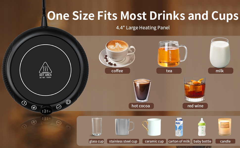 Coffee Mug Warmer Electric Coffee Cup Warmer Candle Warmer Plate 8-Temp Settings 4H Auto Shut Off