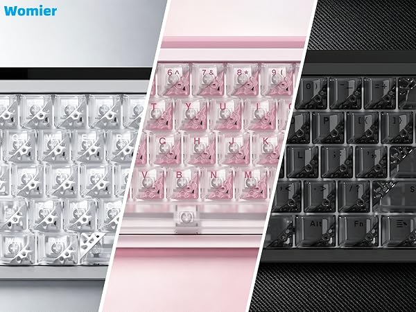 Clear Keycaps, Pink Shine Through Keycaps, Jelly Keycap Transparent keyboard Caps