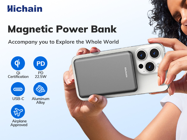 5000mAh Mag-Safe Power Bank Wireless Magnetic Charger for iPhone 17 16 15 14 13 12 Series