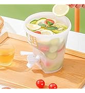 3.5L Juice Containers with Lids & Faucet Plastic Water Dispenser for Fridge Double Filtration Lem...
