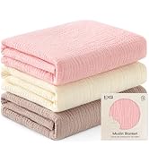 EXQ Home Muslin Swaddle Blankets for Baby, 3 Pack Cotton Breathable Soft Receiving Blankets for N...