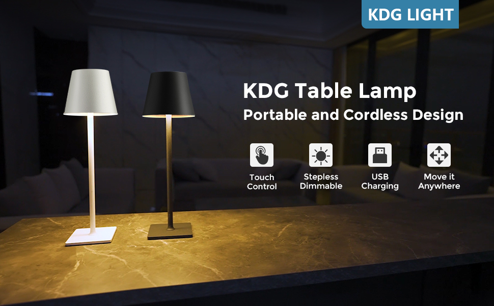 KDG Portable Cordless LED Table Lamp