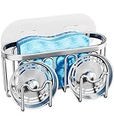 SWTYMIKI Sink Sponge Holder With Double Hook, Stainless Steel Sink Caddy Kitchen Sink Organizer M...