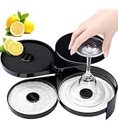 TonJin Margarita Salt Rimmer Set, 1 Pack 3 Tier Bar Glass Rimmer Black Plastic Sugar and Salt Rim...