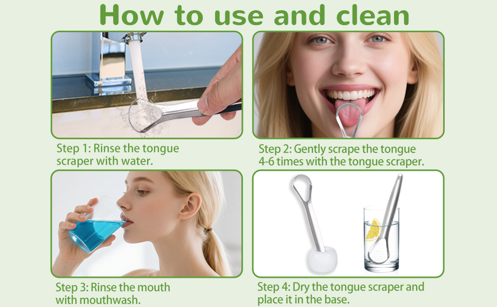 how to use and clean stainless steel tongue scraper
