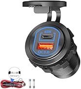 Upgraded 12V USB C Outlet 83W Dual PD & QC Multiple USB Charger Socket Aluminum Alloy Waterproof ...