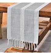 Wracra Embroidered Table Runner Linen Table Runners 72 inches Long with Hand-Tassels for Holiday ...