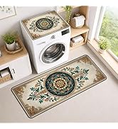 Laundry Room Rugs and Mats Set of 2, Non-Slip Washable Absorbent Mats, Washer &amp; Dryer Top Cover M...
