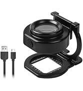Bysameyee 10X Magnifying Glasses with Light, Mini Rechargeable Magnifier Desktop Foldable Metal M...