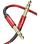 JSAUX 1/4 Inch Cable Guitar Cable 10FT, Instrument Cable 6.35mm (1/4) TRS to 6.35mm (1/4) TRS Ste...