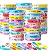 KUCLIN 100 Pieces Students Inspirational Silicone Wristbands Motivational Quotes Rubber Bracelets...