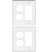 Combination Duplex Receptacle Outlet/Decorator Rocker Light Switch Wall Plate,Smooth Face, White,...