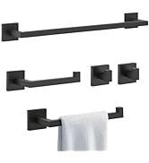 5-Piece Matte Black Bathroom Hardware Set 23.6 Inch Towel Bar Set Towel Holder Set for Bathroom S...