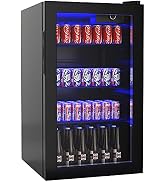 ARLIME Mini Fridge, Drink Cooler, 120 Can, Beverage Refrigerator with Glass Door, Removable Shelv...