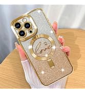 ZIYE Magnetic Case Designed for iPhone 15 Pro Max Glitter Case Luxury Plating Love Heart Compatib...