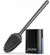 DALIPER Toilet Brush and Holder Set - Flexible Silicone Toilet Bowl Scrubber Brush, Compact Bathr...