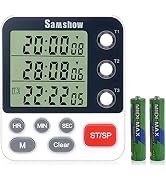 Digital Dual Kitchen Timer 3 Channels Count UP/Down Timer Cooking Timer Large Display Triple Time...