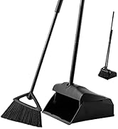 Eyliden Commercial Angle Broom and Dustpan Combo, with Long Handle, Lobby Dust Pan Sweep Set for ...