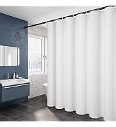 LLSCL White Fabric Shower Curtain Liner with Bottom Counterweight, Waterproof Hotel Quality, 72 x...