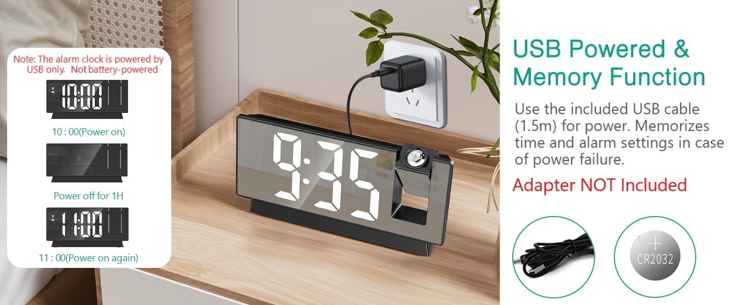 Projection Alarm Clock, Digital Clock