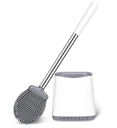 Toilet Brush, Silicone Toilet Brush and Holder, Flexible Toilet Bowl Brush Head with Ventilated H...