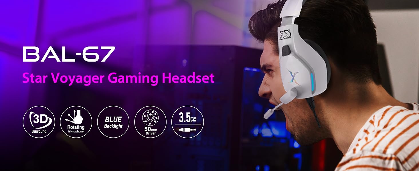 BAL-67 gaming headset in white color
