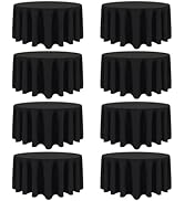 8 Pack Black Round Tablecloth 90 Inch Black Table Cloth Stain and Wrinkle Resistant Round Black T...