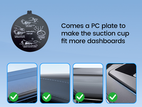 xuenair magsafe car mount charger including a PC plate to fit uneven dashboard surfaces