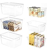 Kutesna 6 PCS Clear Pantry Storage Bins with Lids, 2 Sizes (3XL+3L)Stackable Plastic Storage Cont...