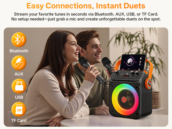 karokee machine with bluetooth and wireless microphone for adults