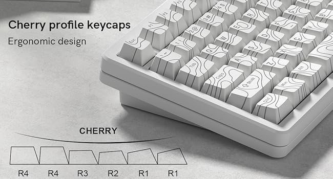 Double Shot PBT keycaps 119 Keys Set White Topographic Shine Through keycaps Cherry Profile Key caps