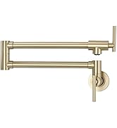 DIKUROOMS Brushed Gold Pot Filler Faucet Stainless Steel Commercial Wall Mount Kitchen Sink Fauce...