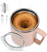 Self Stirring Coffee Mug with Magnetic Mixing, 316 Stainless Steel, Transparent Resin Lid, 20s Au...