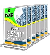 Eyaeyao Acrylic Sign Holder 8.5 x 11 Inch 6 Pack, Clear Display Sign Stand for Store Sign Holders...