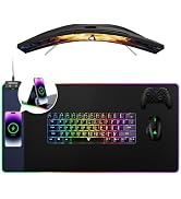 RGB Gaming Mouse Pad 15W Fast Wireless Charging, 800x416x3mm Extended Large Desk Mat Protector, [...