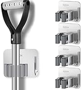 HYRIXDIRECT Broom Holder Self Adhesive No Drill Wall Mount Mop Broom Organizer with Hook Heavy Du...